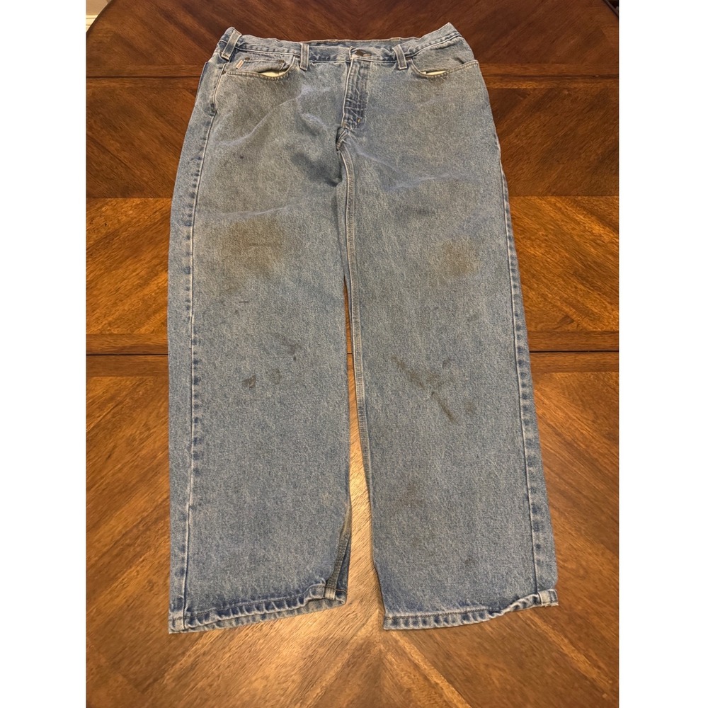 Carhartt Relaxed Fit Jeans Mens 40x32 Blue Denim Workwear Pants B480 LVB 100135‎